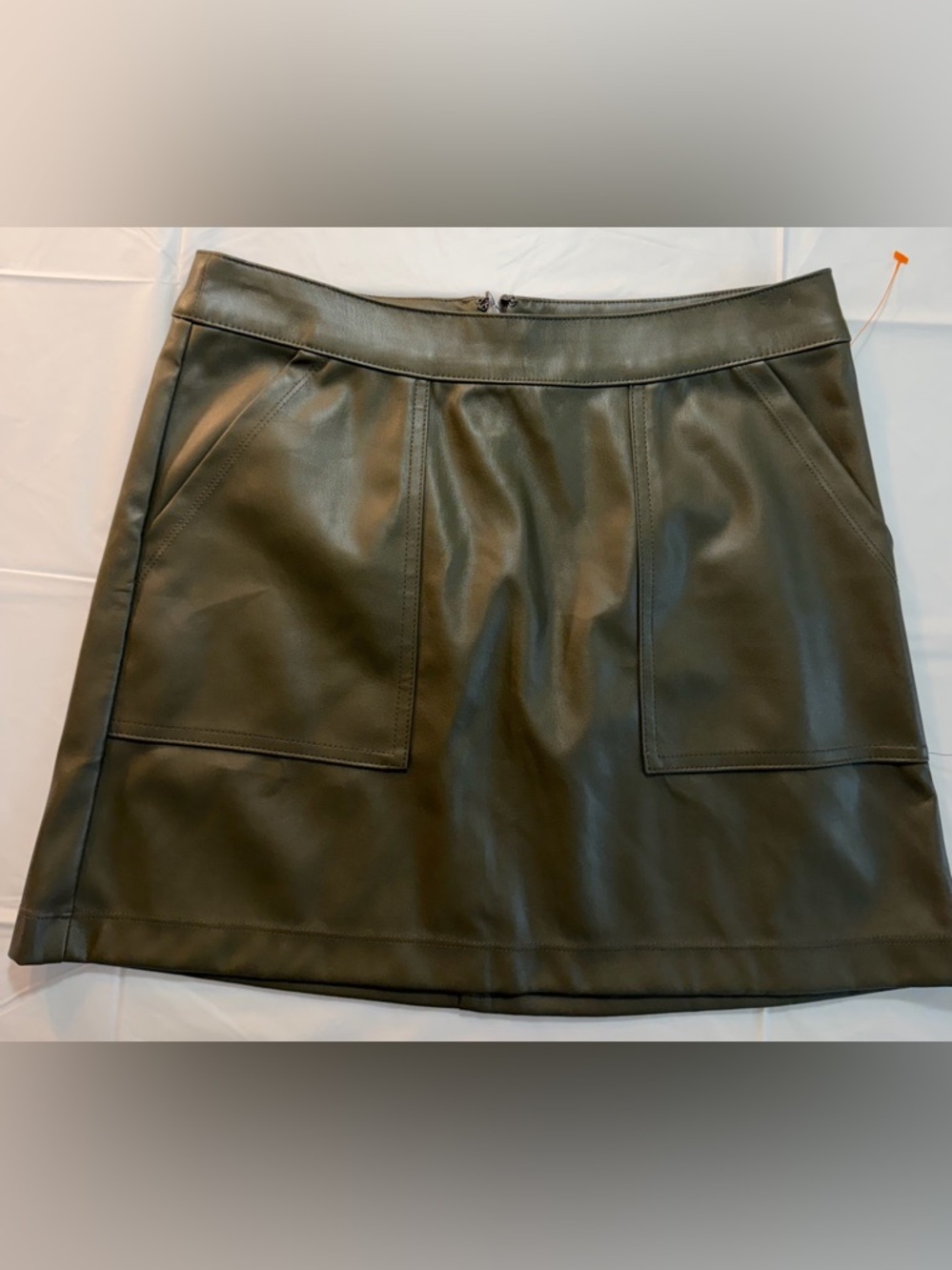 XS From, A New Day, Women’s Faux Leather A-Line Mini Skirt in Olive Green